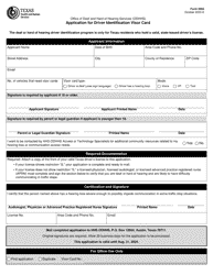 Document preview: Form 3955 Application for Driver Identification Visor Card - Texas