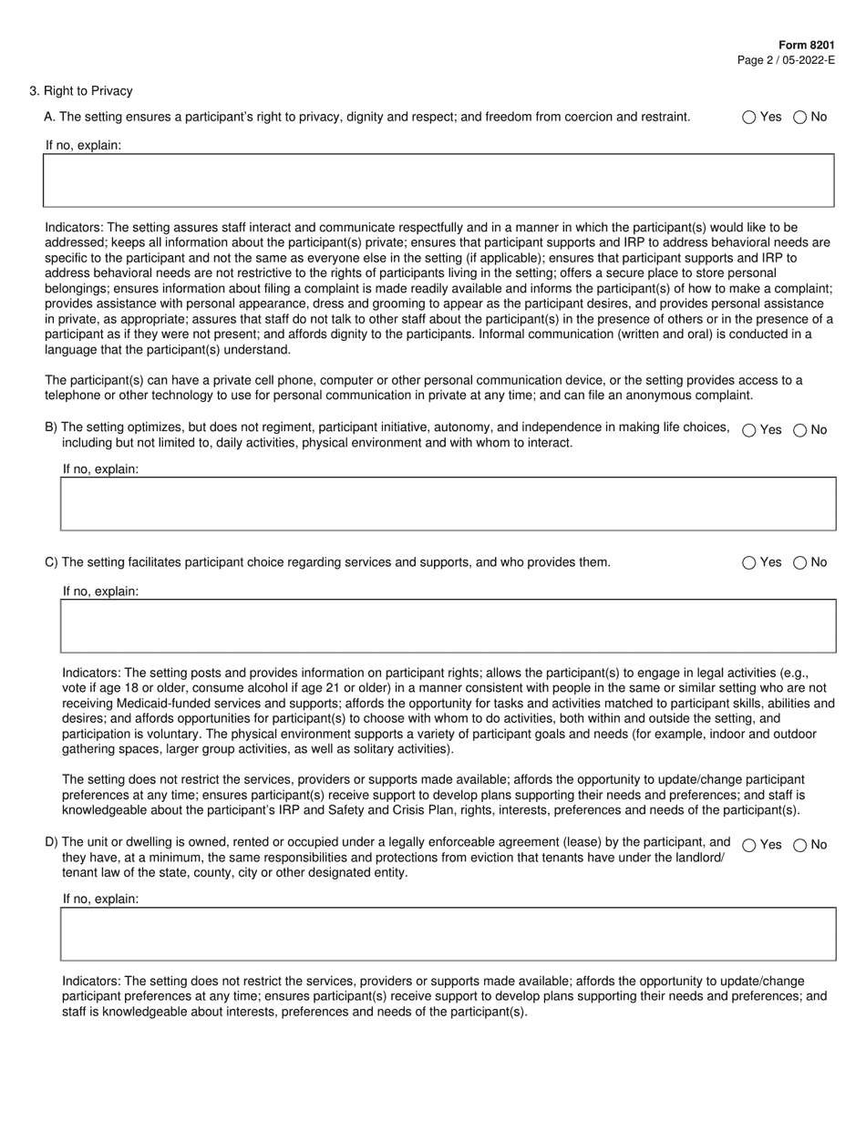 Form 8201 Recovery Manager Settings Check - Texas, Page 2
