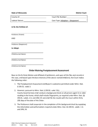 Form ADO211 Order Waiving Postplacement Assessment - Minnesota