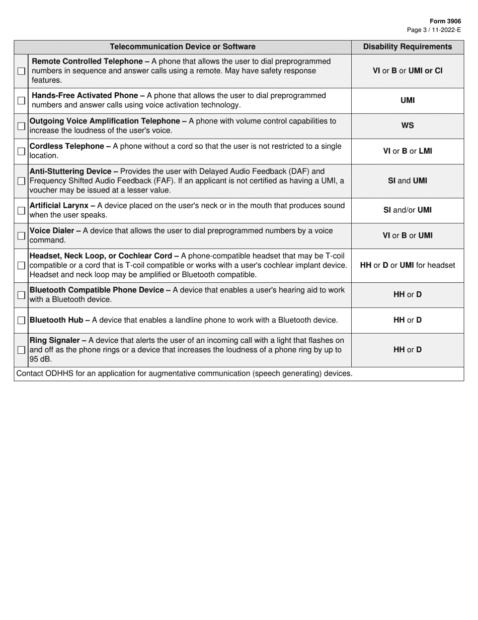 Form 3906 Application for Specialized Telecommunications Assistance Program (Stap) - Texas, Page 3