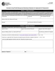Document preview: Form 3649 Assisted Living Facility Background Disclosure Statement for Applicants for Employment - Texas