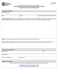 Form 3947 Request for New Authorized Equipment - Specialized Telecommunications Assistance Program (Stap) - Texas
