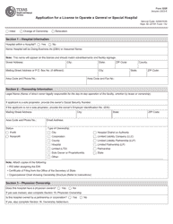 Form 3228 Application for a License to Operate a General or Special Hospital - Texas