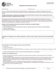 Document preview: Formulario H1826-S Divulgacion De Informacion Del Caso - Texas (Spanish)