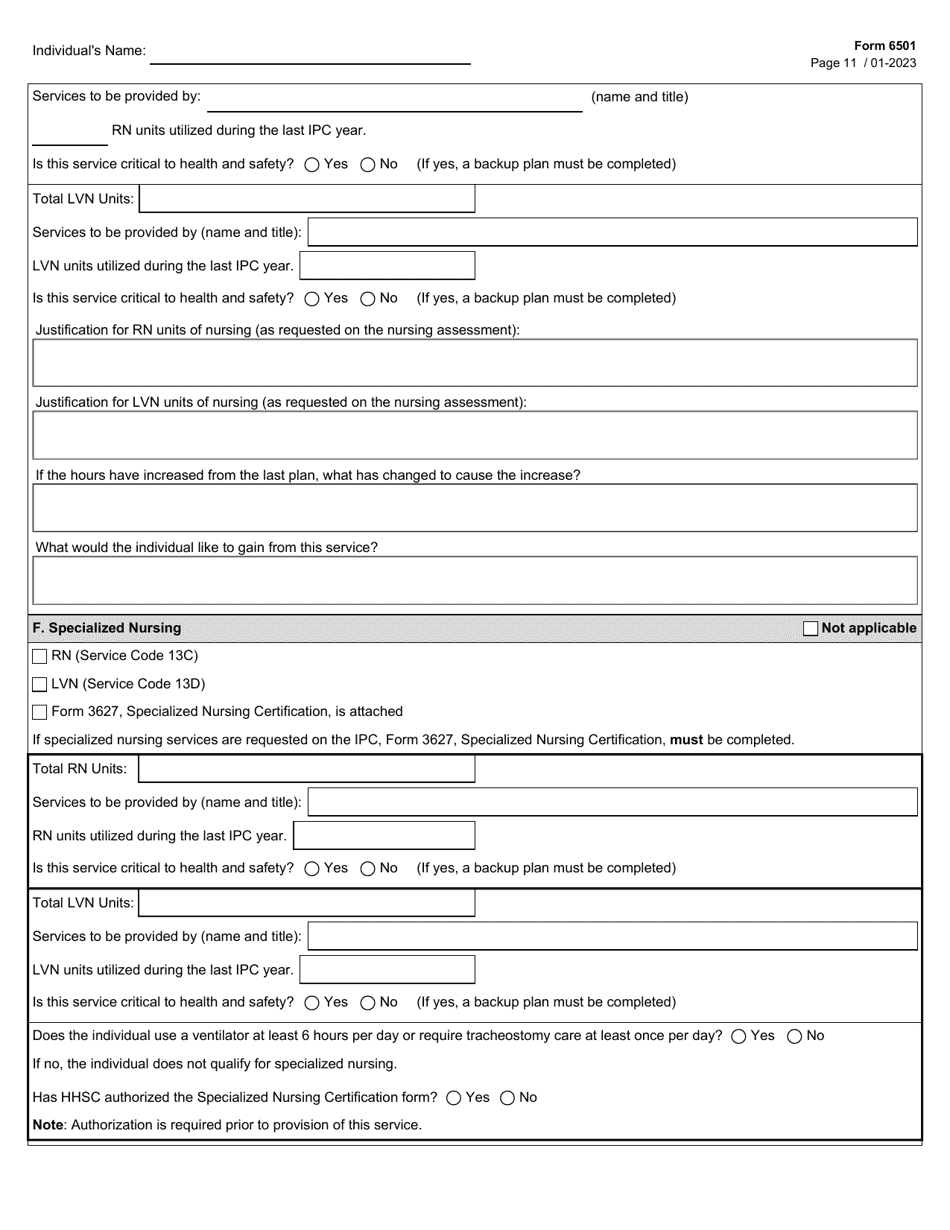 Form 6501 - Fill Out, Sign Online and Download Fillable PDF, Texas ...