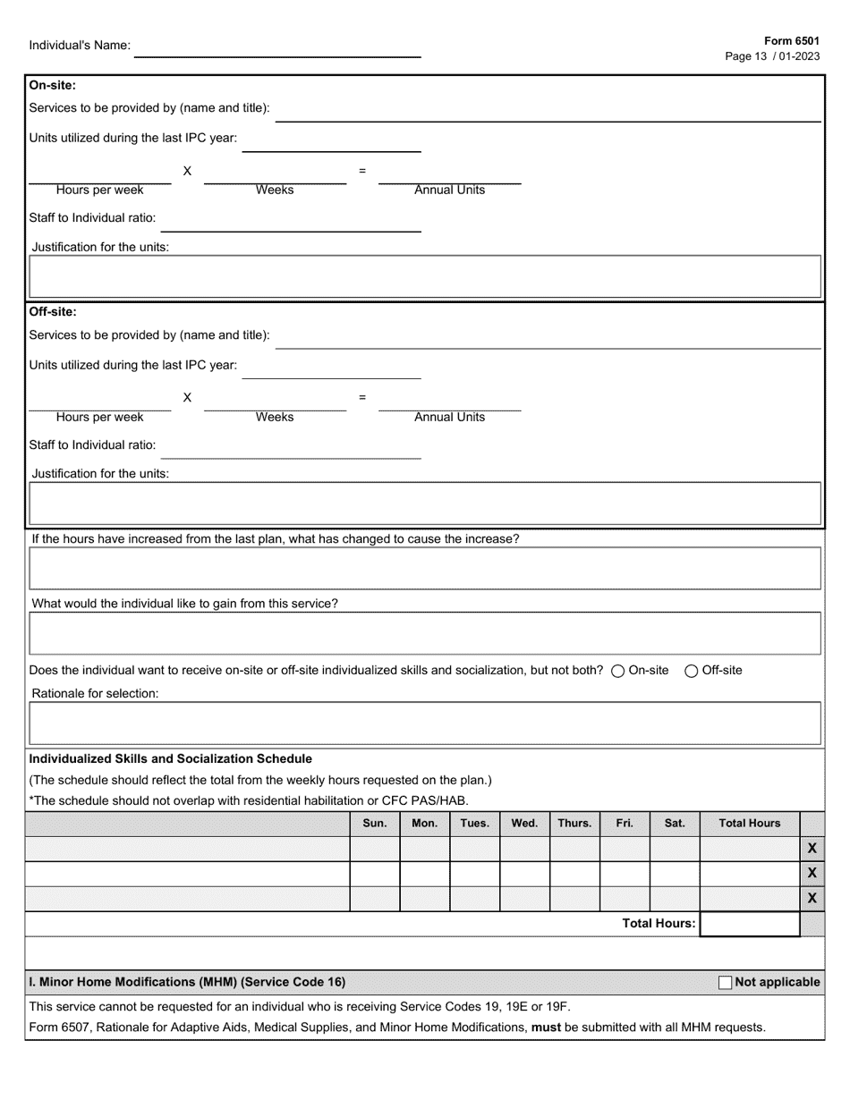 Form 6501 Individual Program Plan - Texas, Page 13
