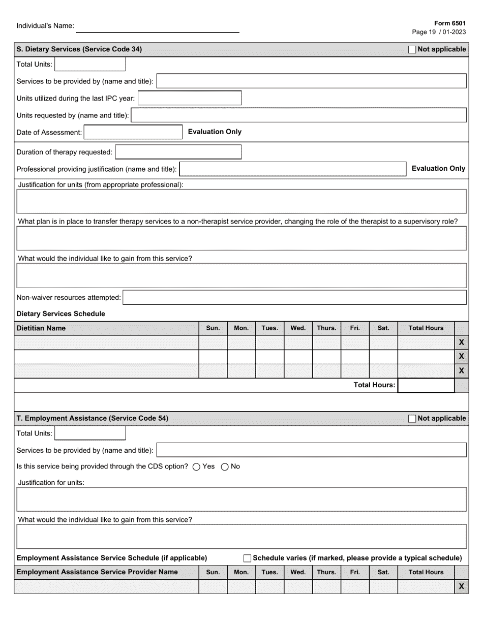 Form 6501 Individual Program Plan - Texas, Page 19