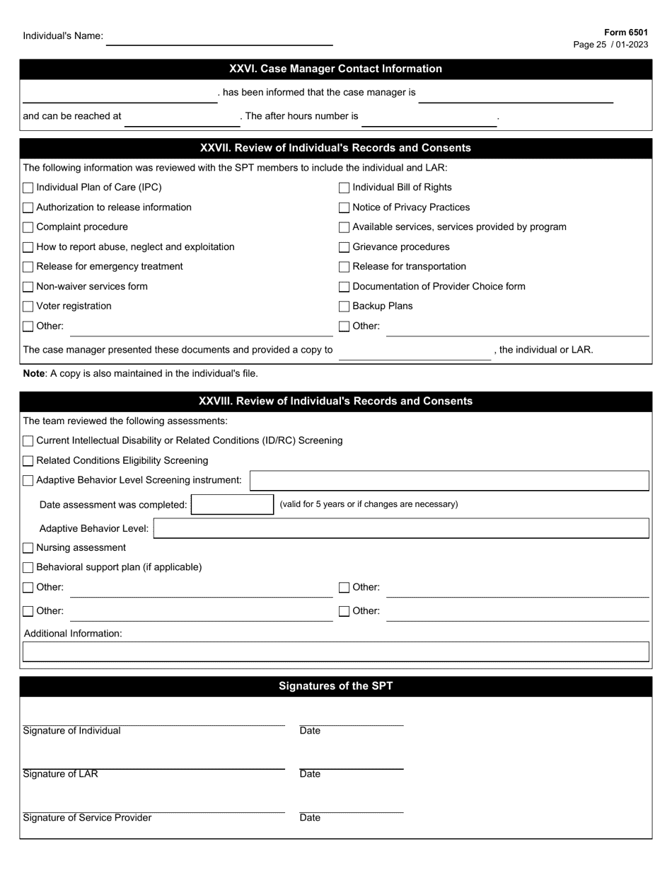 Form 6501 Individual Program Plan - Texas, Page 25