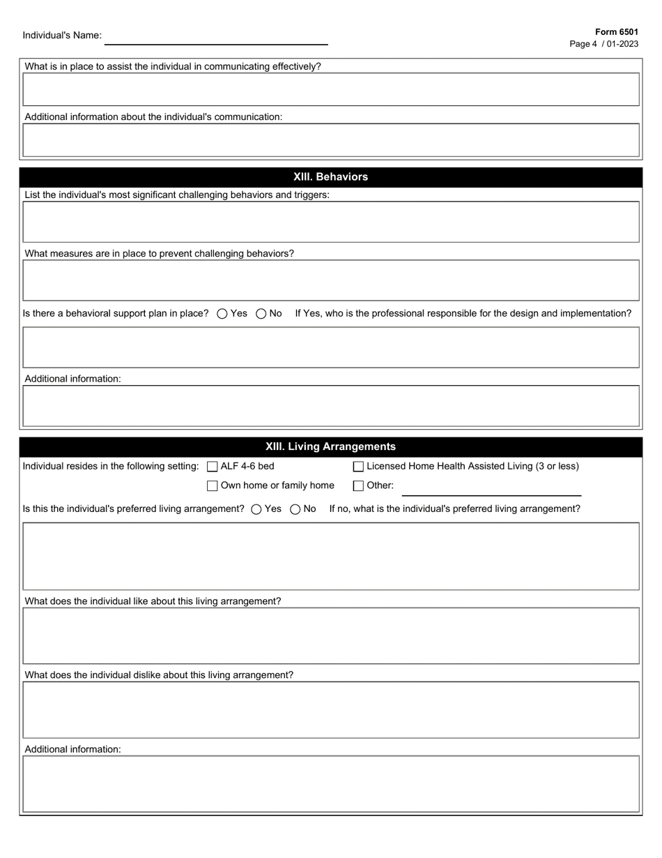 Form 6501 Individual Program Plan - Texas, Page 4