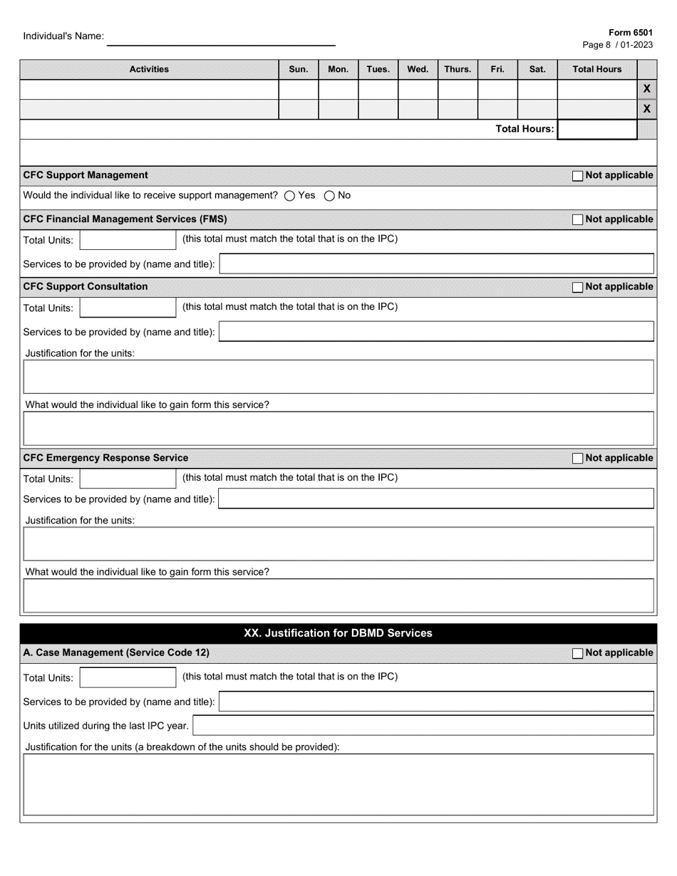 Form 6501 Individual Program Plan - Texas, Page 8