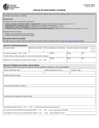 Formulario 7239-S Informe De Enfermedad O Incidente - Texas (Spanish)