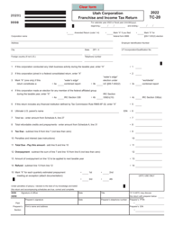 Document preview: Form TC-20 Utah Corporation Franchise and Income Tax Return - Utah, 2022