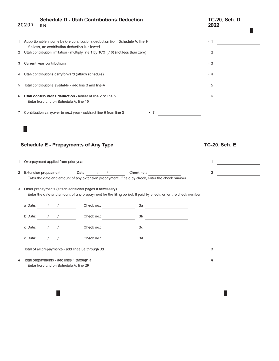 Form TC-20 Utah Corporation Franchise and Income Tax Return - Utah, Page 7