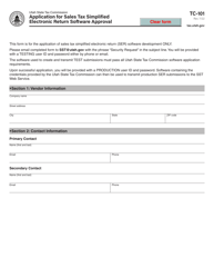 Document preview: Form TC-101 Application for Sales Tax Simplified Electronic Return Software Approval - Utah