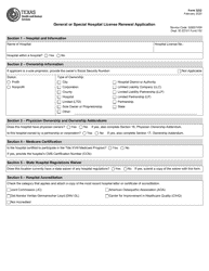 Document preview: Form 3232 General or Special Hospital License Renewal Application - Texas