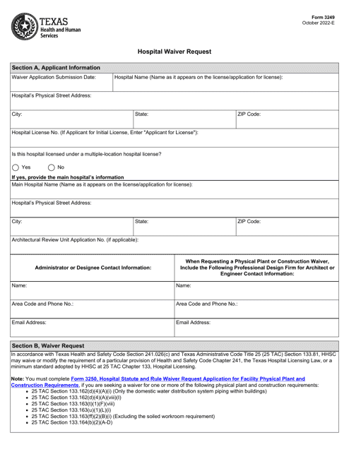 Form 3249  Printable Pdf