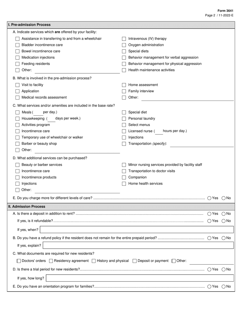 Form 3641 Download Fillable PDF or Fill Online Alzheimer's Assisted ...