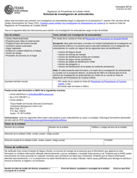 Document preview: Formulario 2971-S Regulacion De Proveedores De Cuidado Infantil Solicitud De Investigacion De Antecedentes - Texas (Spanish)