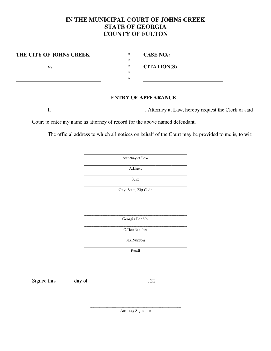 Entry of Appearance - City of Johns Creek, Georgia (United States), Page 1