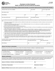 Form 2869 Permission to Collect Protected Health, Confidential and Nonconfidential Information - Texas
