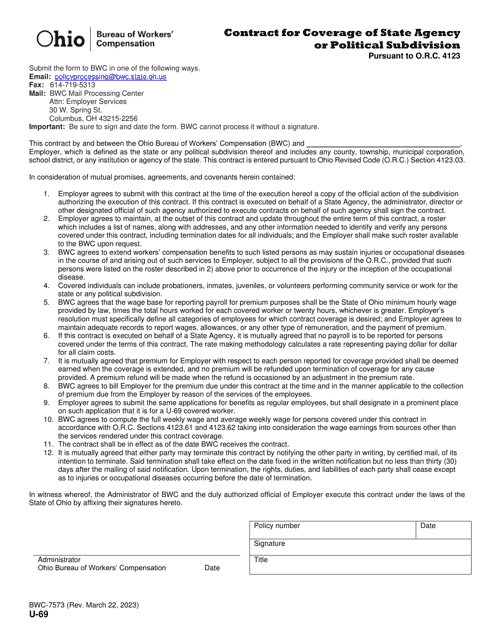 Form U-69 (BWC-7573)  Printable Pdf