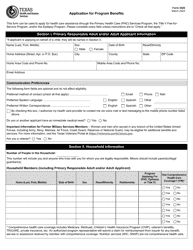 Document preview: Form 3029 Application for Program Benefits - Texas