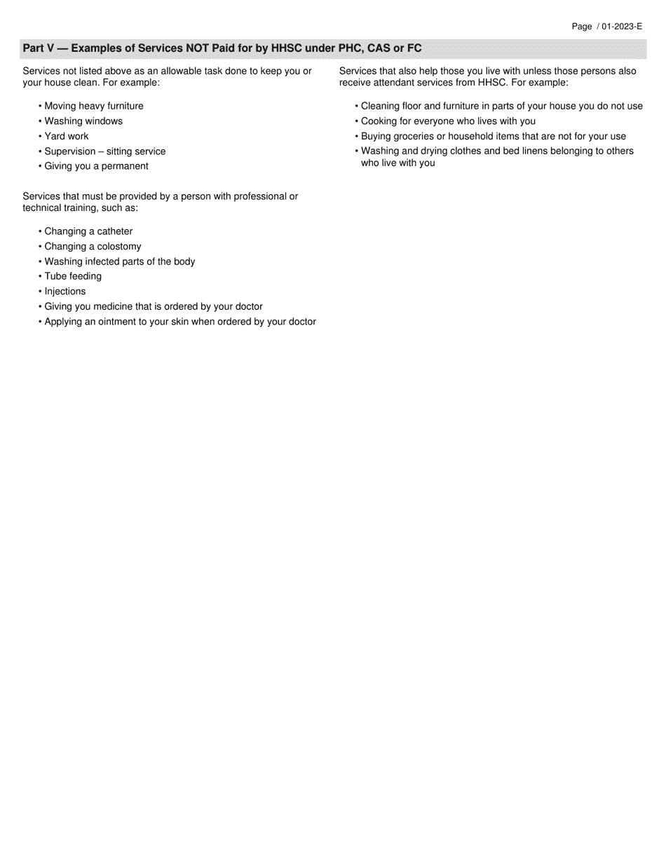 Attachment 2307-A Family Care, Community Attendant Services and Primary Home Care Rights and Responsibilities - Texas, Page 4