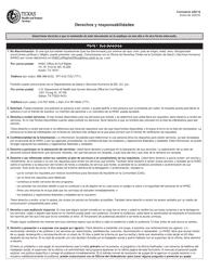 Document preview: Formulario 2307-S Derechos Y Responsabilidades - Texas (Spanish)