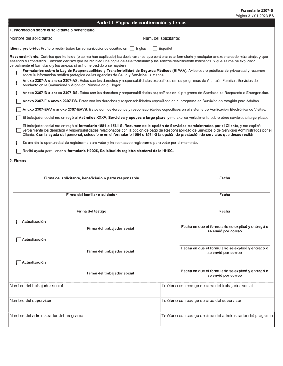 Formulario 2307-S Derechos Y Responsabilidades - Texas (Spanish), Page 3