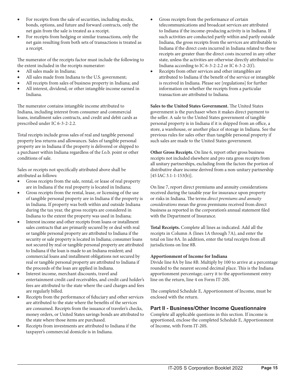 Instructions for Form IT-20S, State Form 10814 Indiana S Corporation Income Tax Return - Indiana, Page 15
