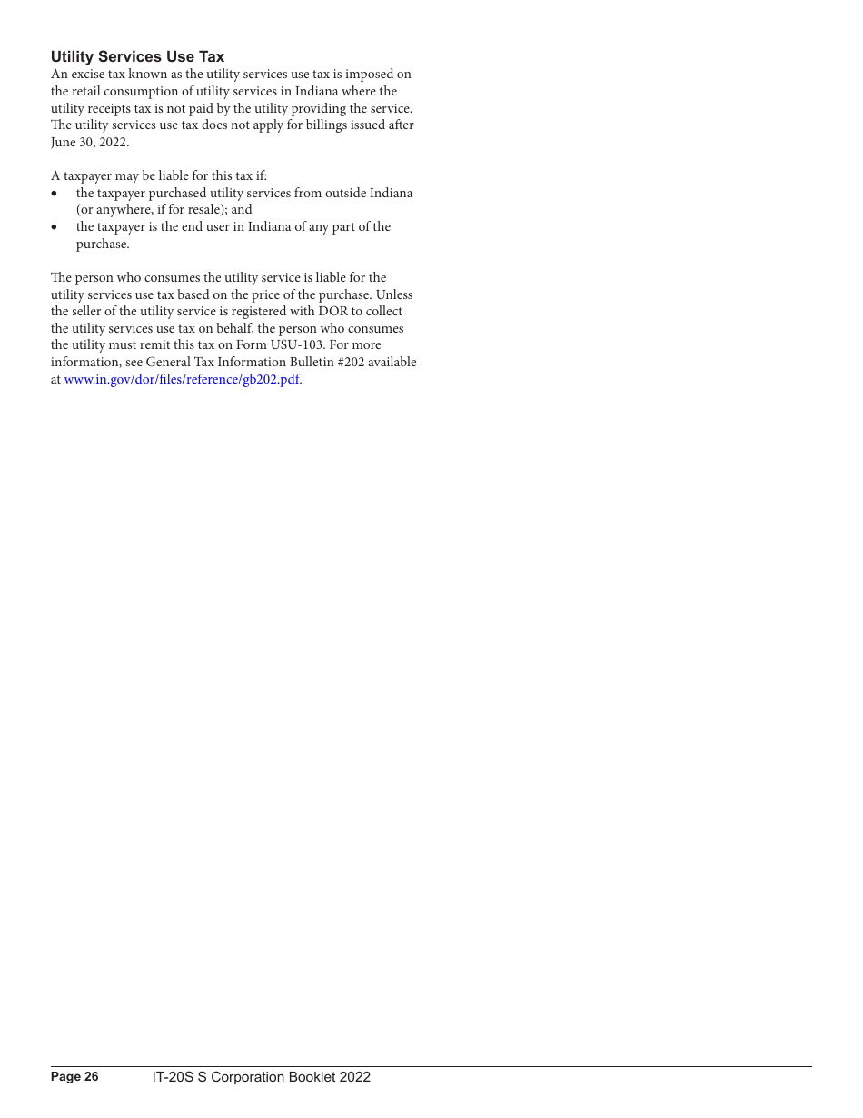 Instructions for Form IT-20S, State Form 10814 Indiana S Corporation Income Tax Return - Indiana, Page 26