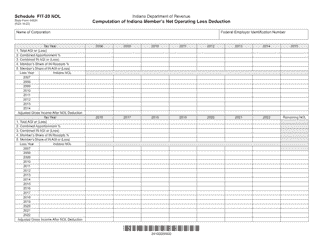 State Form 44624 Schedule FIT-20 NOL Computation of Indiana Member&#039;s Net Operating Loss Deduction - Indiana