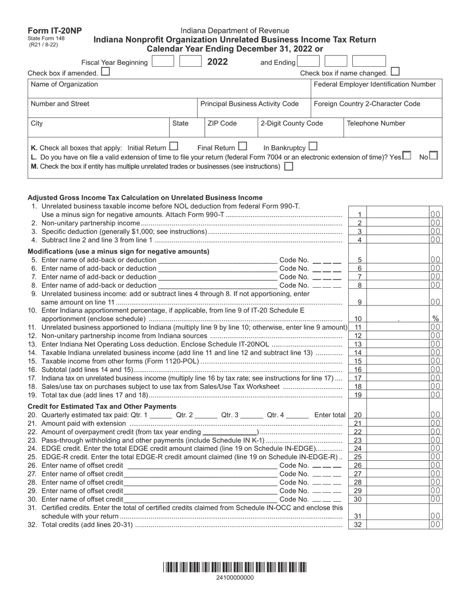 Form IT-20NP (State Form 148) Download Fillable PDF or Fill Online ...