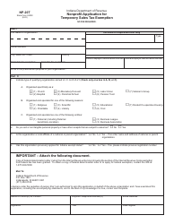Document preview: Form NP-20T (State Form 53090) Nonprofit Application for Temporary Sales Tax Exemption - Indiana