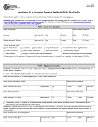 Form 2960 Application for a License to Operate a Residential Child Care Facility - Texas