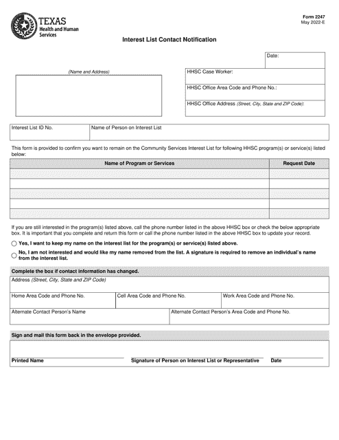 Form 2247  Printable Pdf