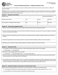 Document preview: Form 2960 Attachment C General Residential Operations - Additional Operation Plan - Texas