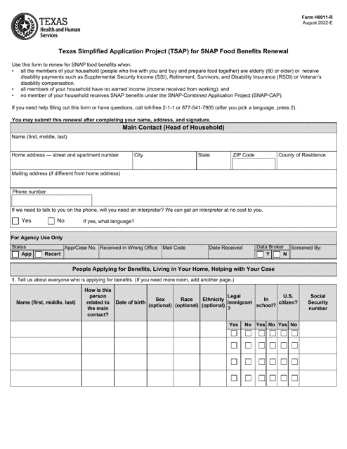 Form H0011-R  Printable Pdf