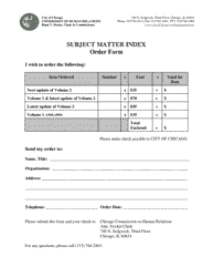 Document preview: Subject Matter Index Order Form - City of Chicago, Illinois