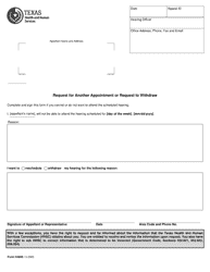Document preview: Form H4806 Request for Another Appointment or Request to Withdraw - Texas