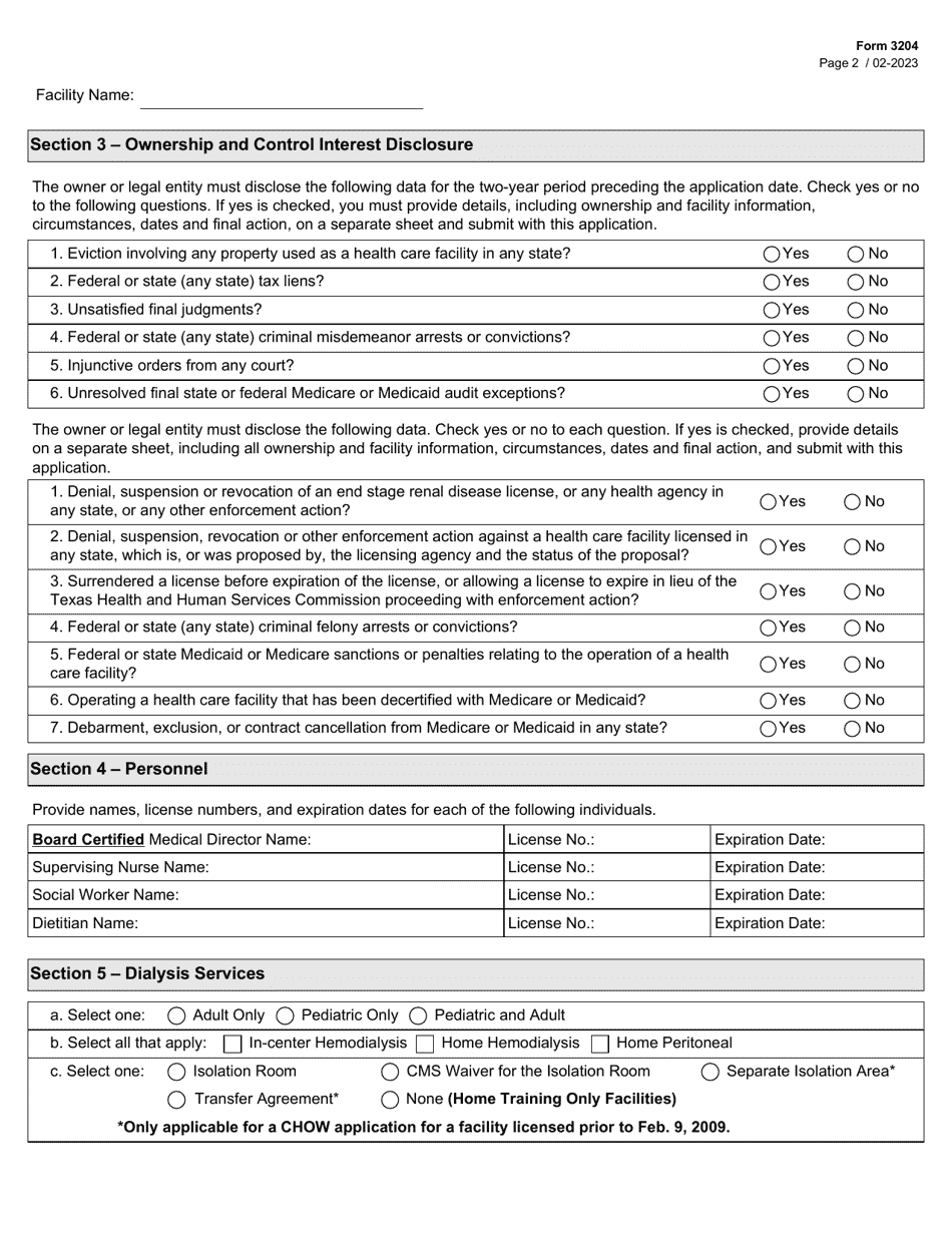 Form 3204 Download Fillable PDF or Fill Online End Stage Renal Disease ...