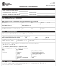 Document preview: Form 3200 Abortion Facility License Application - Texas
