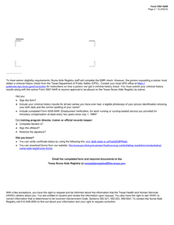 Form 5507-NAR Request for Waiver of Nurse Aide Training and Competency Evaluation - Texas, Page 2