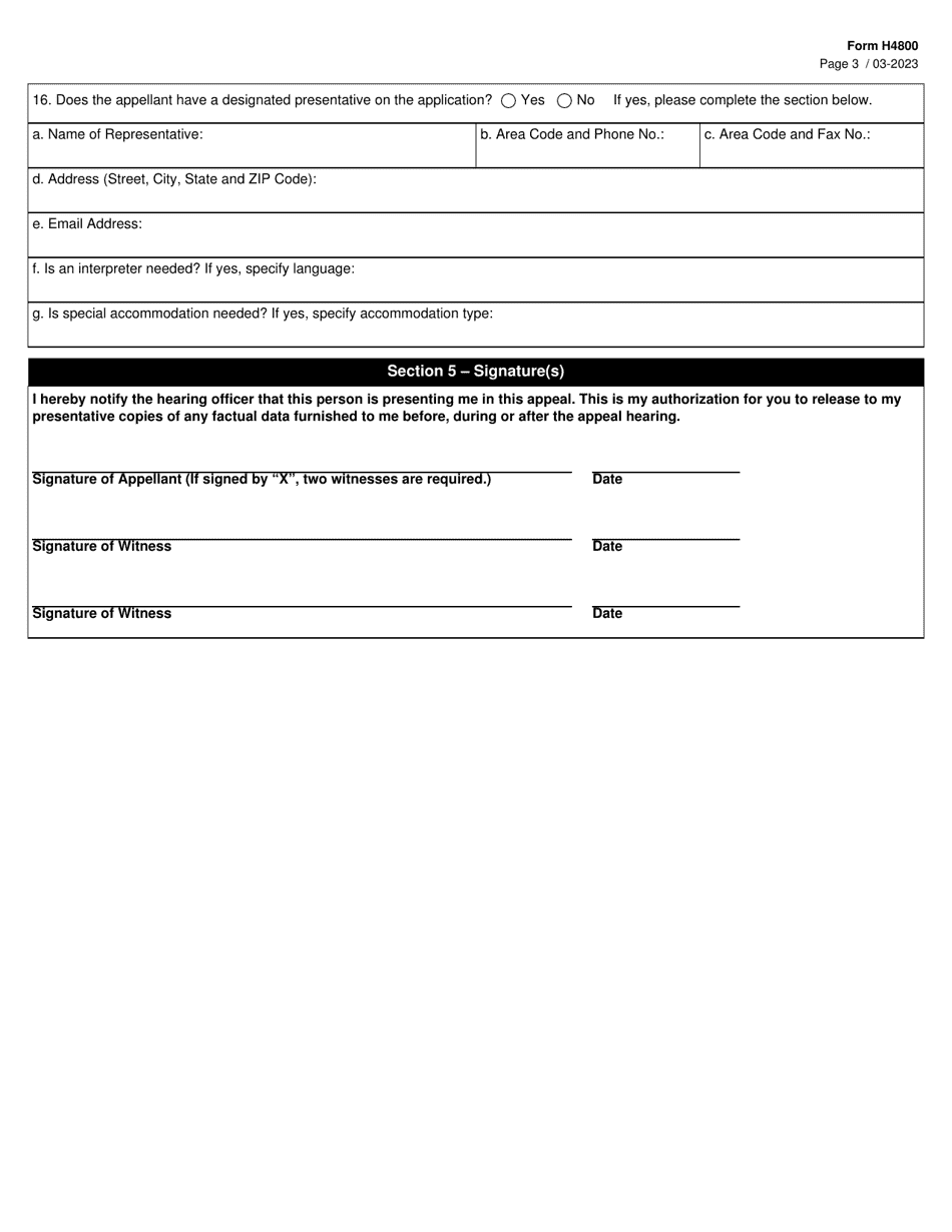 Form H4800 Fair Hearing Request Summary - Texas, Page 3