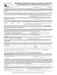 Document preview: Formulario EF01-11421 Orden De No Reanimar Fuera Del Hospital (Ooh DNR) - Texas (Spanish)
