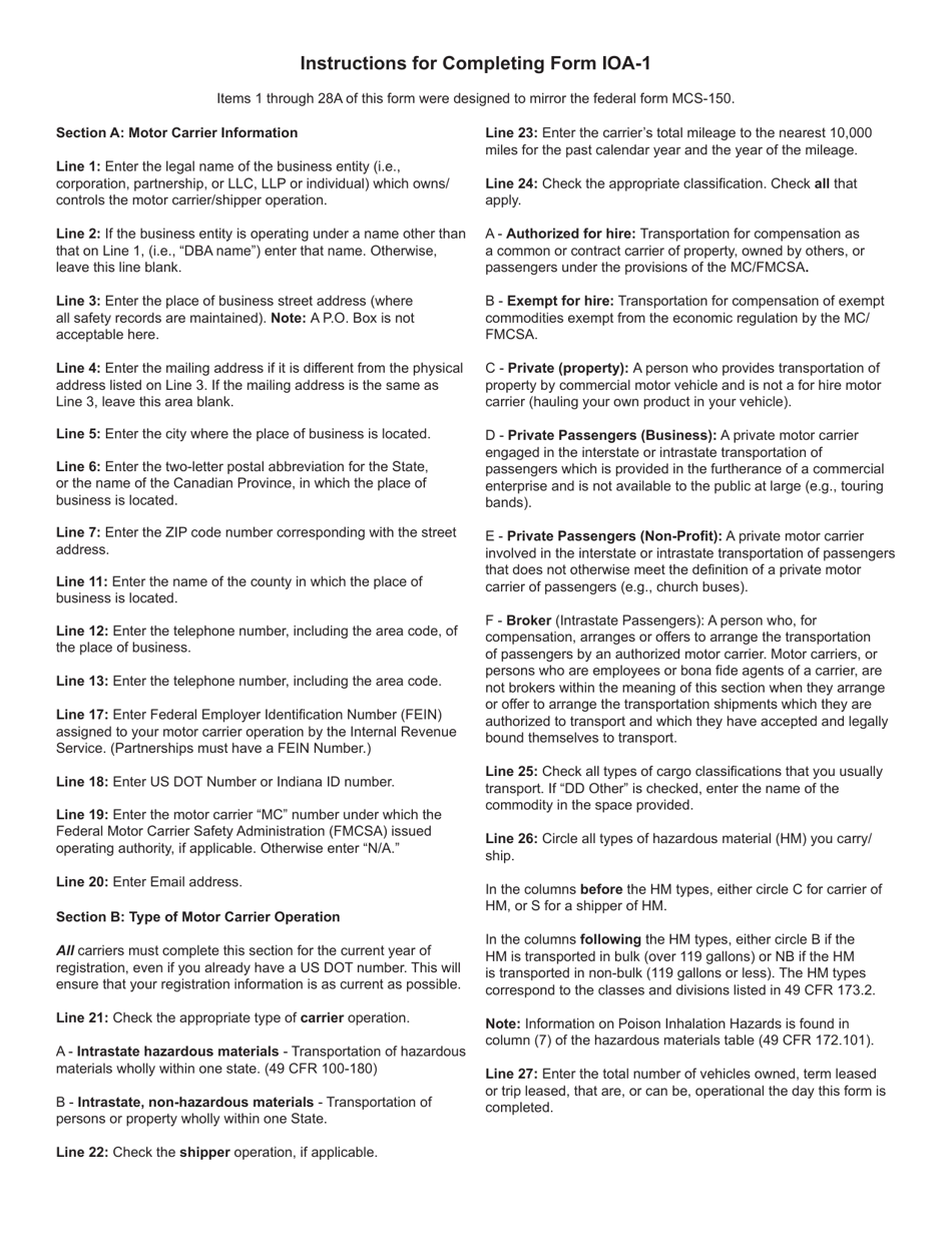 Form IOA-1 (State Form 46918) Intrastate Operating Authority - Indiana, Page 4
