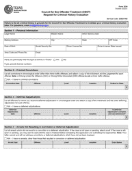 Form 3234 Council for Sex Offender Treatment (Csot) Request for Criminal History Evaluation - Texas