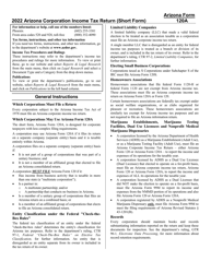 Document preview: Instructions for Arizona Form 120A, ADOR10949 Arizona Corporation Income Tax Return (Short Form) - Arizona, 2022