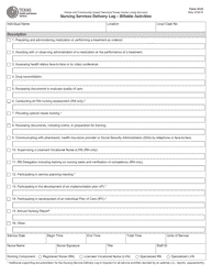 Document preview: Form 4123 Nursing Services Delivery Log - Billable Activities - Texas
