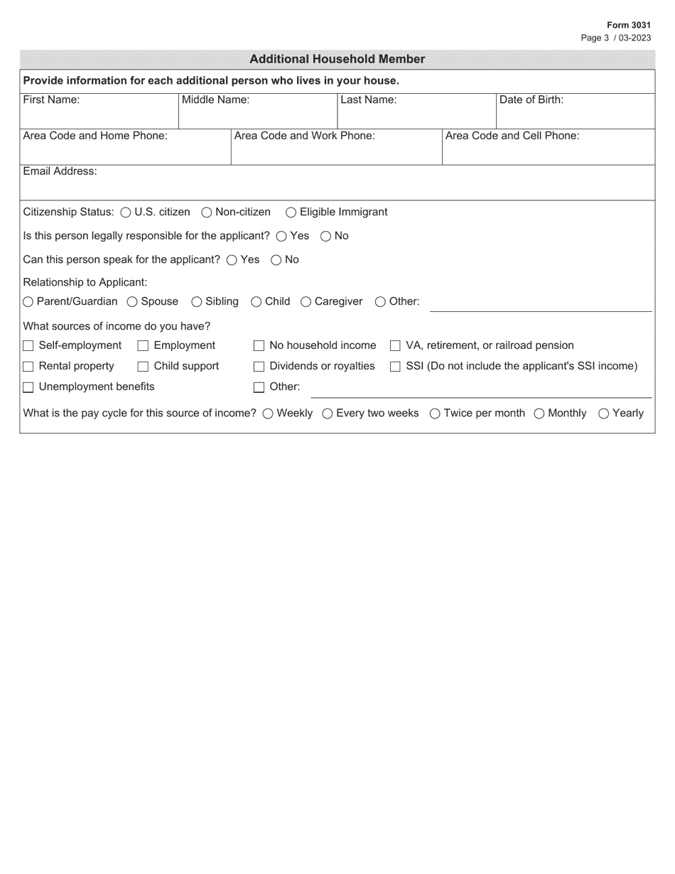 Form 3031 Children With Special Health Care Needs (Cshcn) Program Application - Texas, Page 3